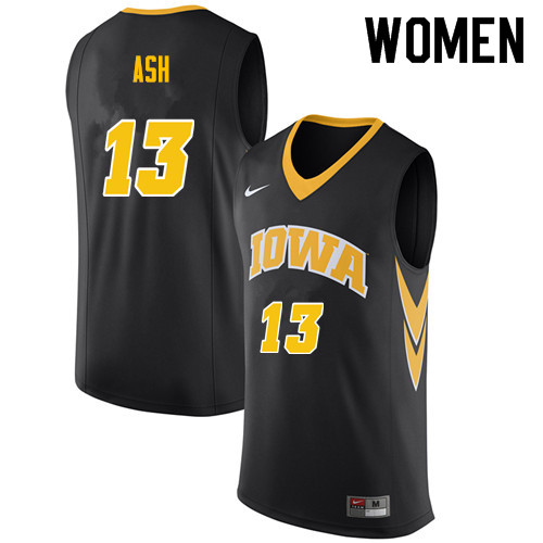 Women #13 Austin Ash Iowa Hawkeyes College Basketball Jerseys Sale-Black - Click Image to Close
